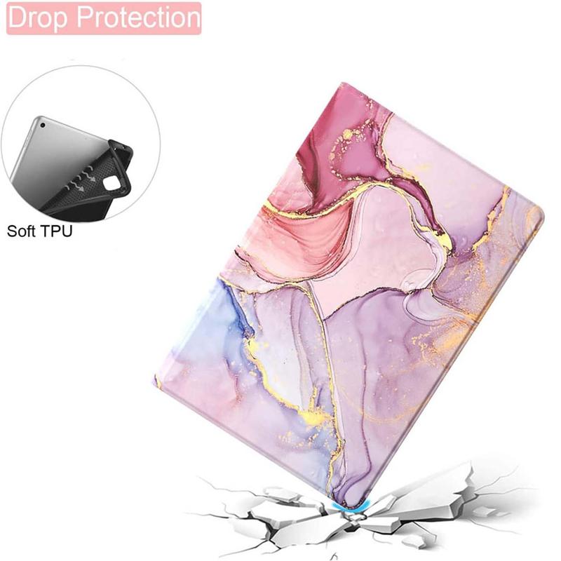 Marble Pattern Tablet Case, 1 Count Decorative Pad Protector Cover Compatible with iPad 7 8 9th, Soft TPU Drop Protection Tablet Protective Case