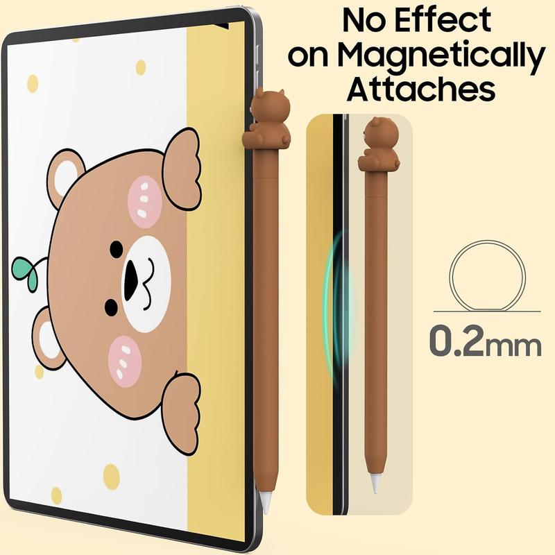 Cute Cow Silicone Case for Apple Pencil USB-C Case Ultra Thin Protective Cover Anti-Slip Sleeve Apple Pencil (USB-C) Accessories (Brown, Apple Pencil (USB-C)) Computer Tablet Smartphone Protection Stylus