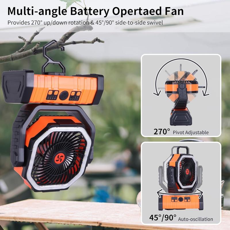 20000mAh Camping Fan   Fan with LED Lantern, Portable Camping Fan for tents, 8H Timer & 270?Osicllating Fan Rechargeable  Operated Fan, USB Desk Fan Beach Fan with Hook