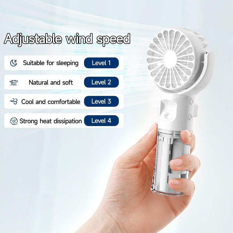 Portable Handheld Misting Fan, 1 Count USB Rechargeable Mini Fan Cooler, Multifunctional Adjustable Wind Speed Fan for Travel, Outdoors, Hiking, Camping